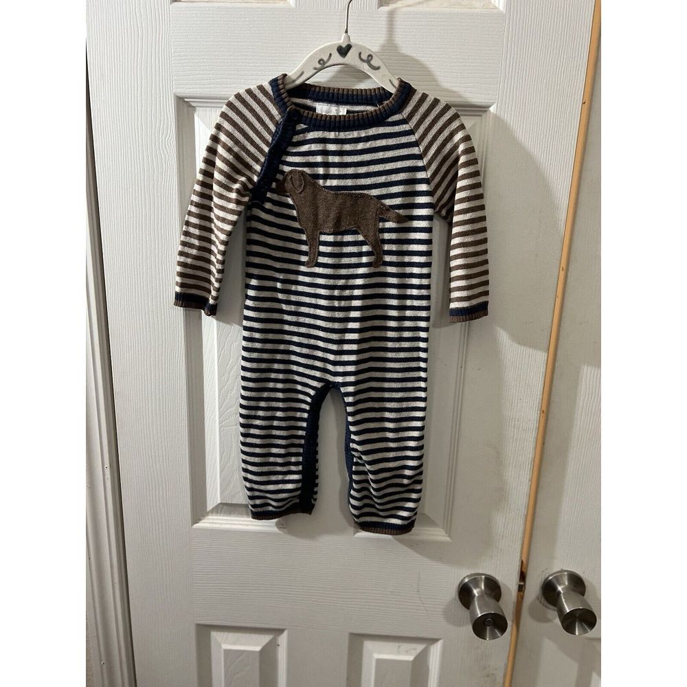 Mud Pie Lab Puppy Sweater crochet romper jumpsuit Size 9-12m